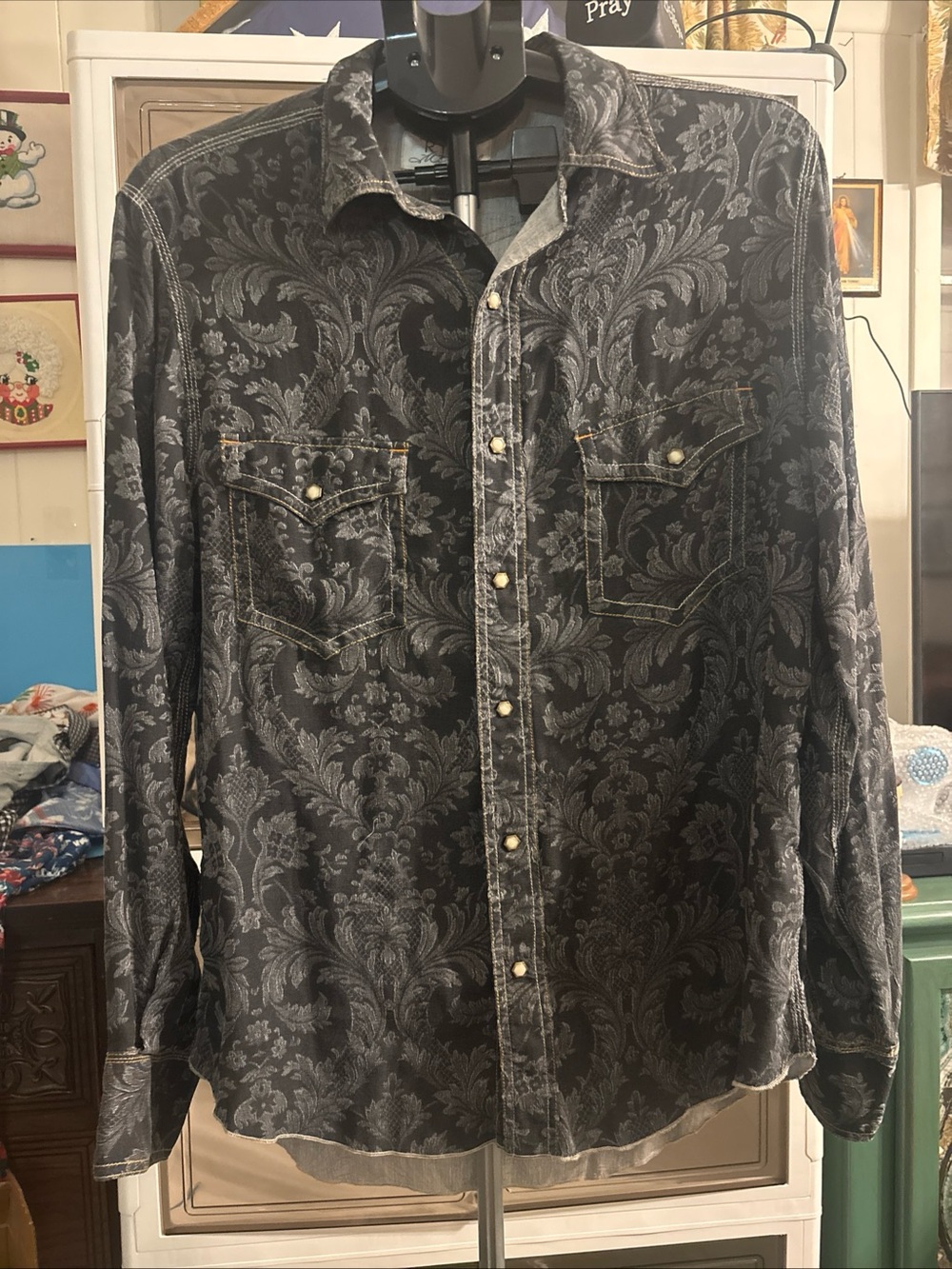 Men's Black Paisley Ryan Michael Western-Style Snap Shirt